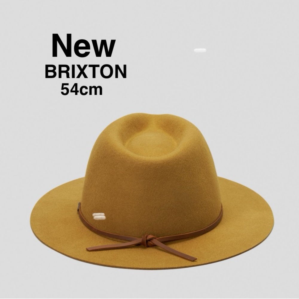 NEW BRIXTON 100% WOOL Brixton Wesley Packable Fedora 54cm Color:Maize ⭐️⭐️⭐️⭐️